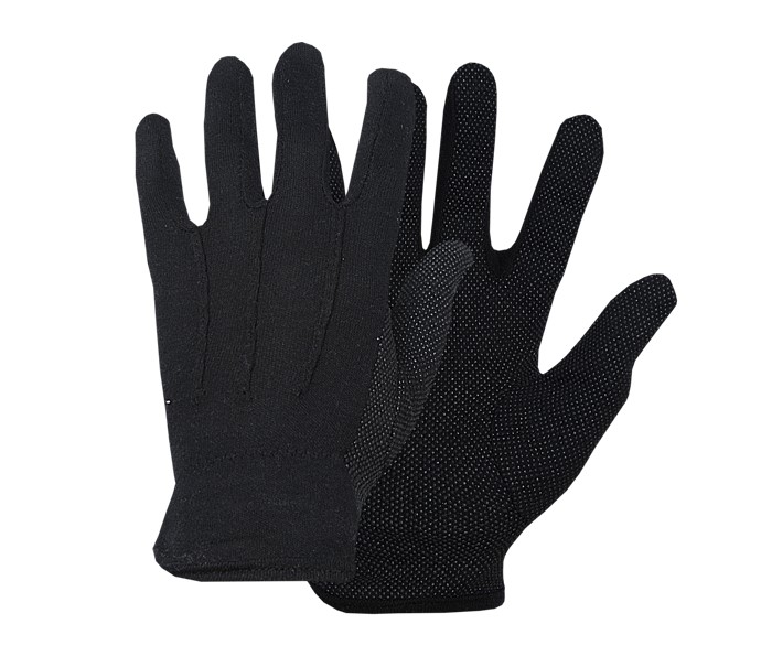 Interlock Black Fourchette With PVC Mini Dots Gloves