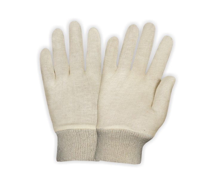 Interlock Gloves With Knitted Wrist
